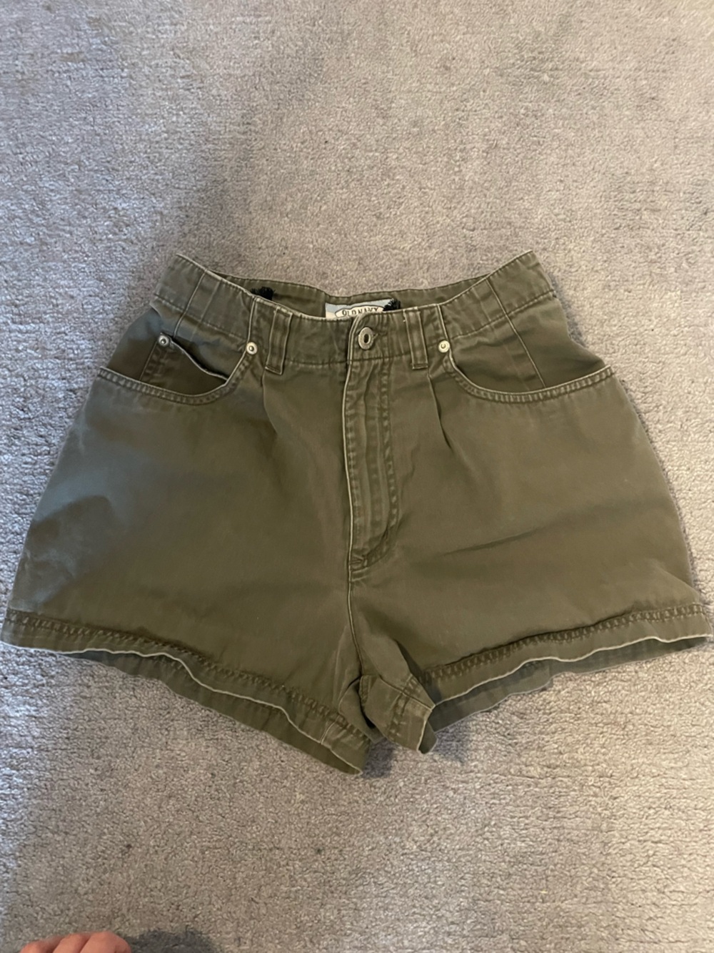 Vintage Old Navy Olive Green High-Waist Denim Shorts